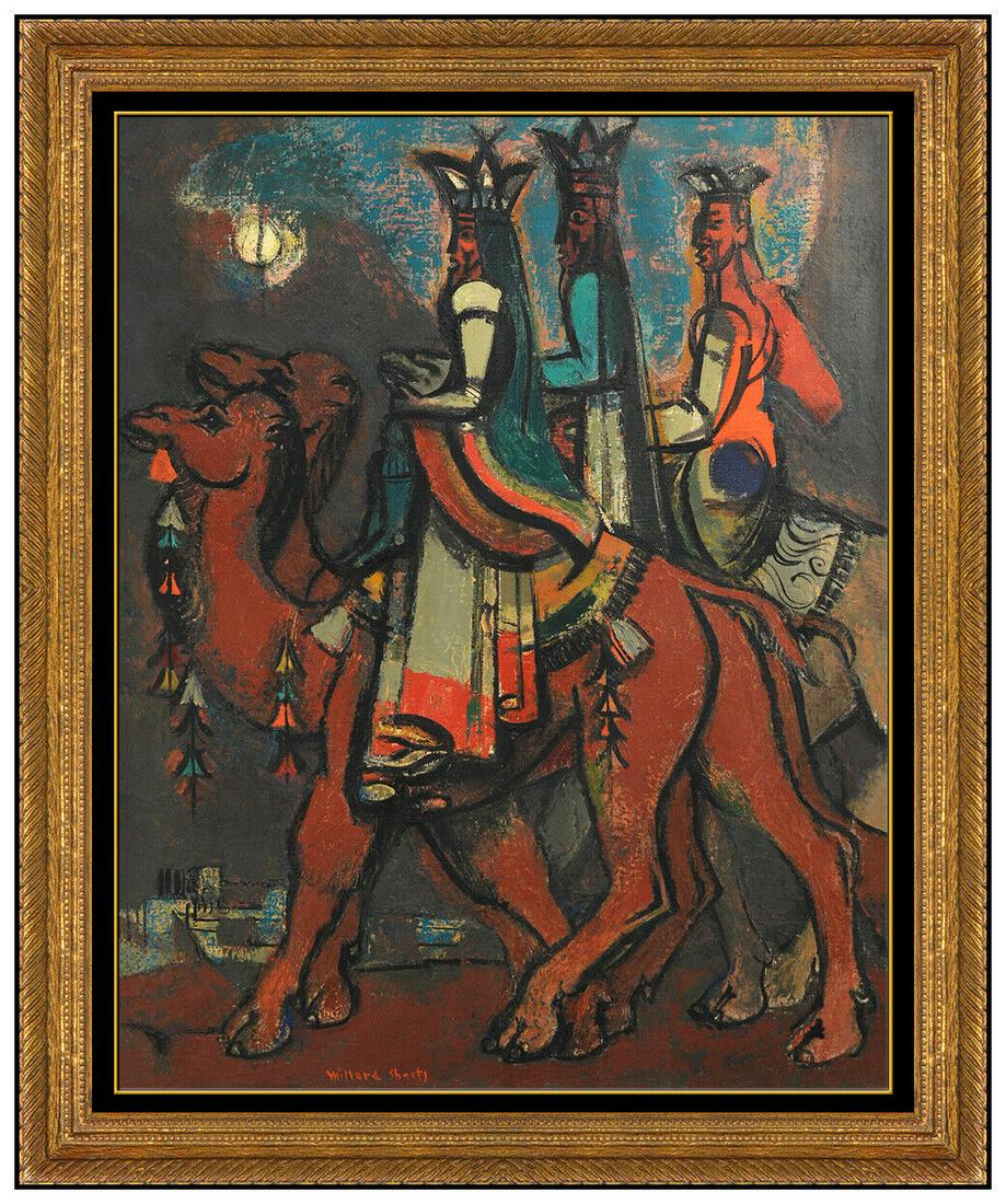 Millard Sheets Original Painting On Canvas Figurative Animals Signed Framed Art: This lot includes:Gallery COA & free domestic shipping (*insurance and international shipping for an additional charge)Artist: Millard SheetsTitle: The Grand March Medium: oil painting on canvasSize: