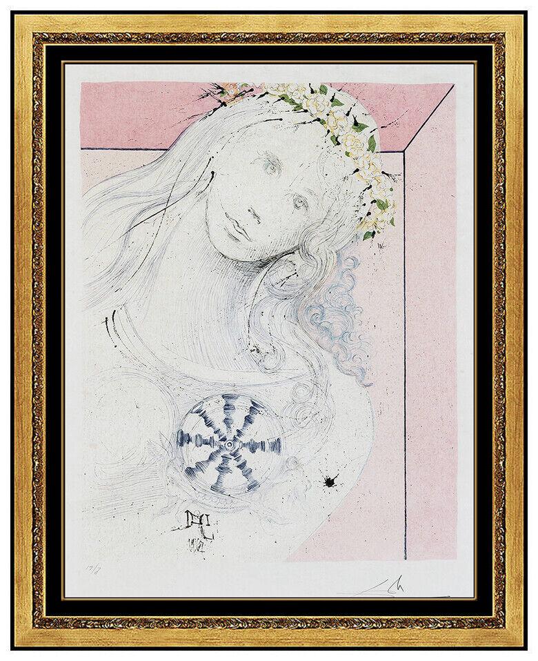 Salvador Dali Pure As Heart Color Lithograph Hand Signed Female Portrait Artwork (1 of 5)