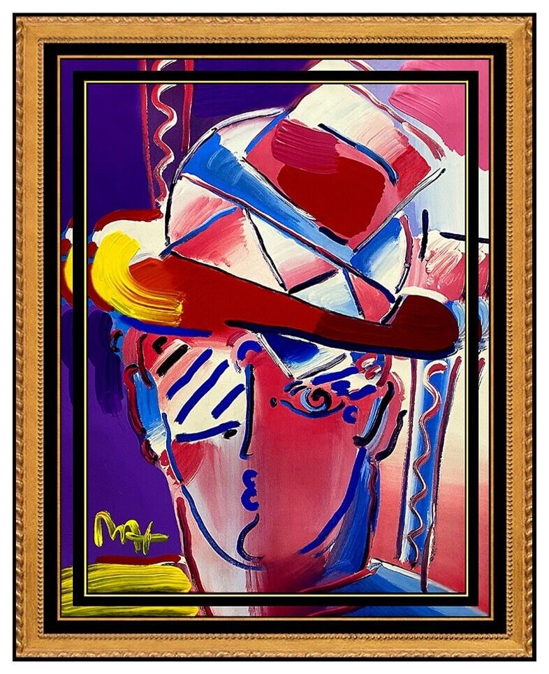 Peter Max Original Signed Painting Zero Man Pop Art Acrylic Oil Umbrella Large: This lot includes:Gallery COA & free domestic shipping (*insurance and international shipping for an additional charge)Artist: Peter MaxTitle: ZERO MANMedium: AcrylicSize: 28" x 22"Framed: 40" X 34"Si