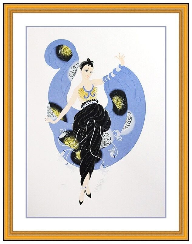Erte Large Embossed Serigraph A Dream Hand Signed Fashion Art Deco Dress Design (1 of 6)