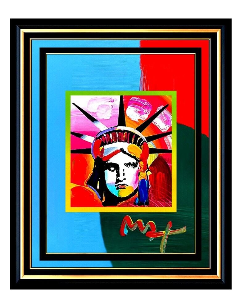 Peter Max Original Liberty Head Painting Signed Pop Art America Usa Larger 17X13 (1 of 5)