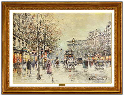 Antoine Blanchard Original Painting Oil On Canvas Paris France Madeleine Signed: This lot includes:Gallery COA & free domestic shipping (*insurance and international shipping for an additional charge)Artist: Antoine BlanchardTitle: Boulevard de la Madeleine, 1900Medium: Oil On Can