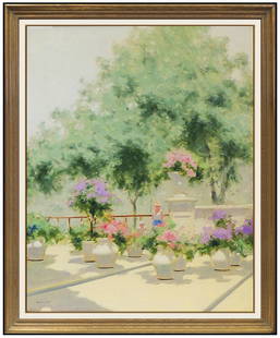 Andre Gisson Original Oil Painting On Canvas Signed French Landscape Art Large: This lot includes:Gallery COA & free domestic shipping (*insurance and international shipping for an additional charge)Artist: Andre GissonTitle: Plaza TerraceMedium: Oil on CanvasSize: 30" x 24"Frame