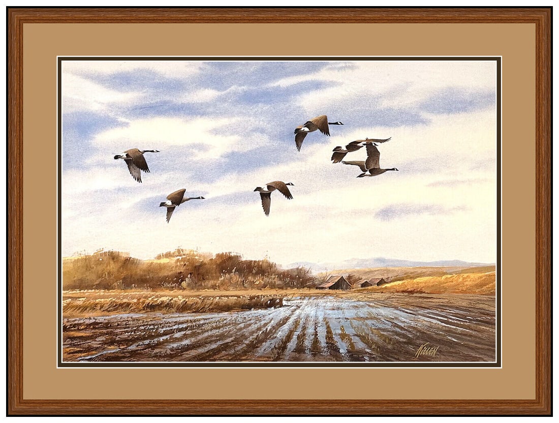 Jim Killen Original Painting Gouache Watercolor On Paper Signed Wildlife Birds: This lot includes:Gallery COA & free domestic shipping (*insurance and international shipping for an additional charge)Artist: Jim KillenTitle: Canada Bound Medium: Gouache Watercolor On Paper Size: 1