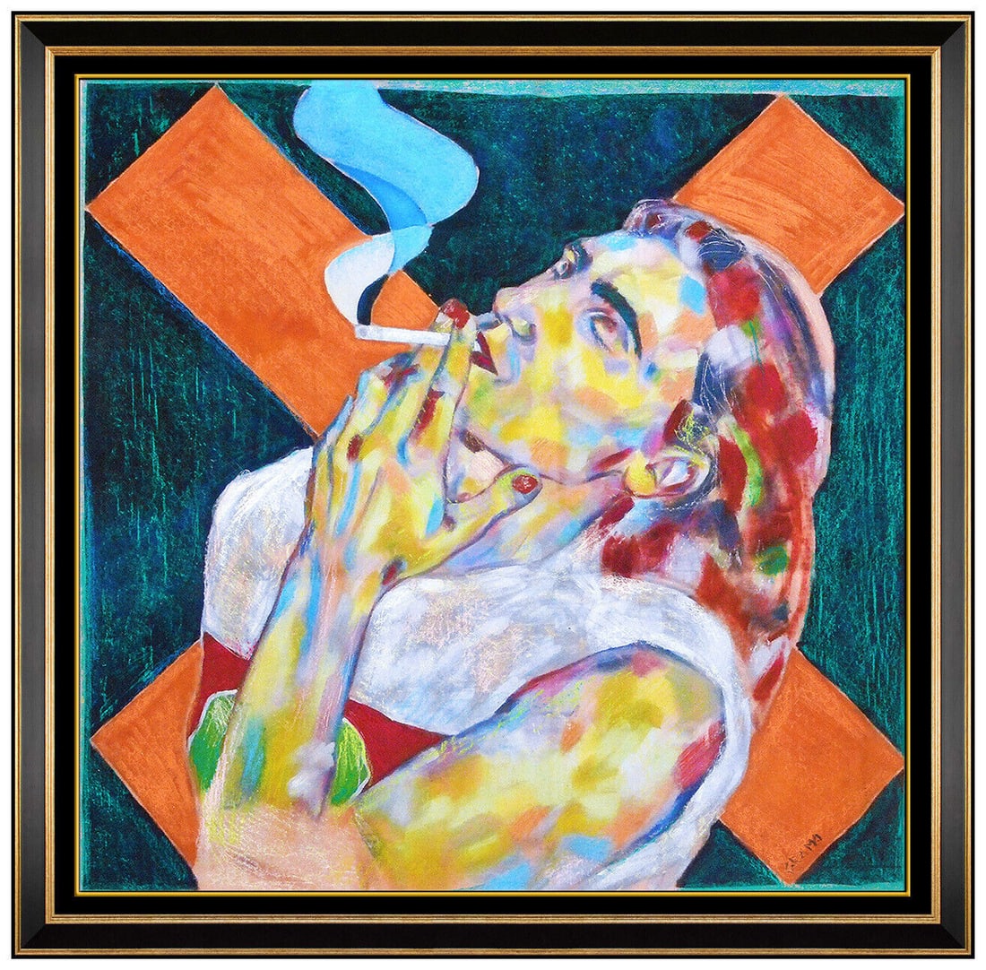 Marco Grassi Grama Pastel Painting Original Female Portrait Signed Framed Art: This lot includes:Gallery COA & free domestic shipping (*insurance and international shipping for an additional charge)Artist: Marco Grassi GramaTitle: HeatMedium: Color Pastel PaintingSize: 20" x 20"