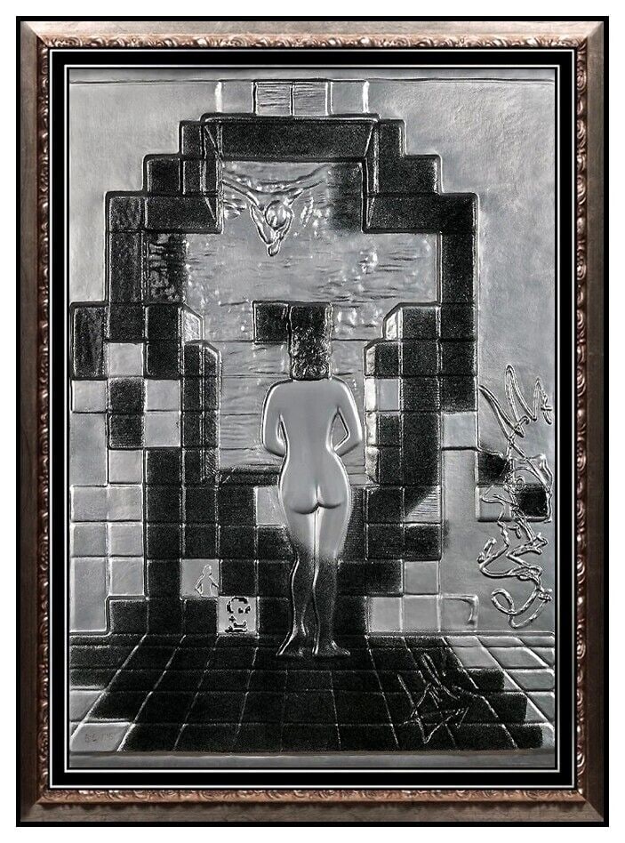 Salvador Dali Lincoln In Dalivision Bronze Relief Sculpture Art Silver Edition (1 of 5)