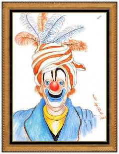 Red Skelton Original Pastel Drawing On Linen Hand Signed Clown Portrait Artwork: This lot includes:Gallery COA & free domestic shipping (*insurance and international shipping for an additional charge)Artist: Red Skelton Title: FeatherMedium: Pastel Drawing On LinenSize: 20" x 16"F