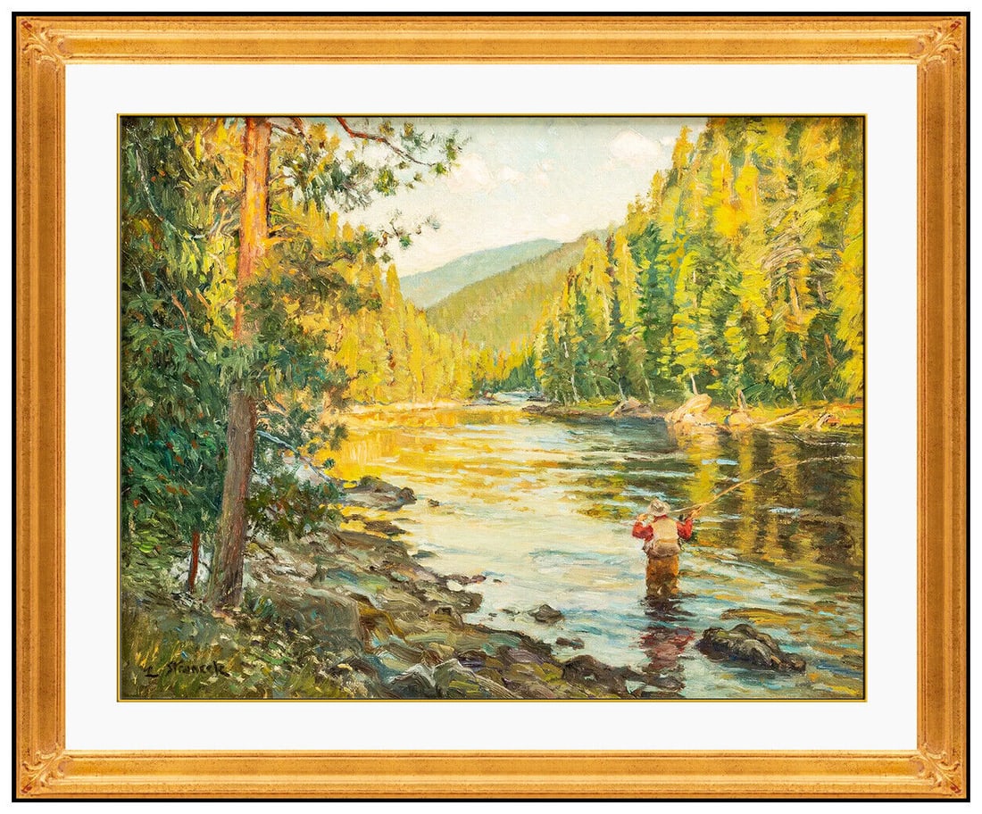 Lee Stroncek Original Painting Oil On Board Signed Water Landscape Framed Art (1 of 4)