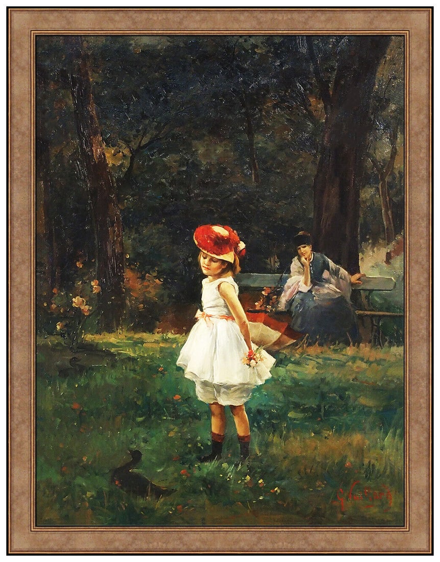 George Vuillard Original Oil Painting On Canvas Signed Child Portrait Framed Art (1 of 5)