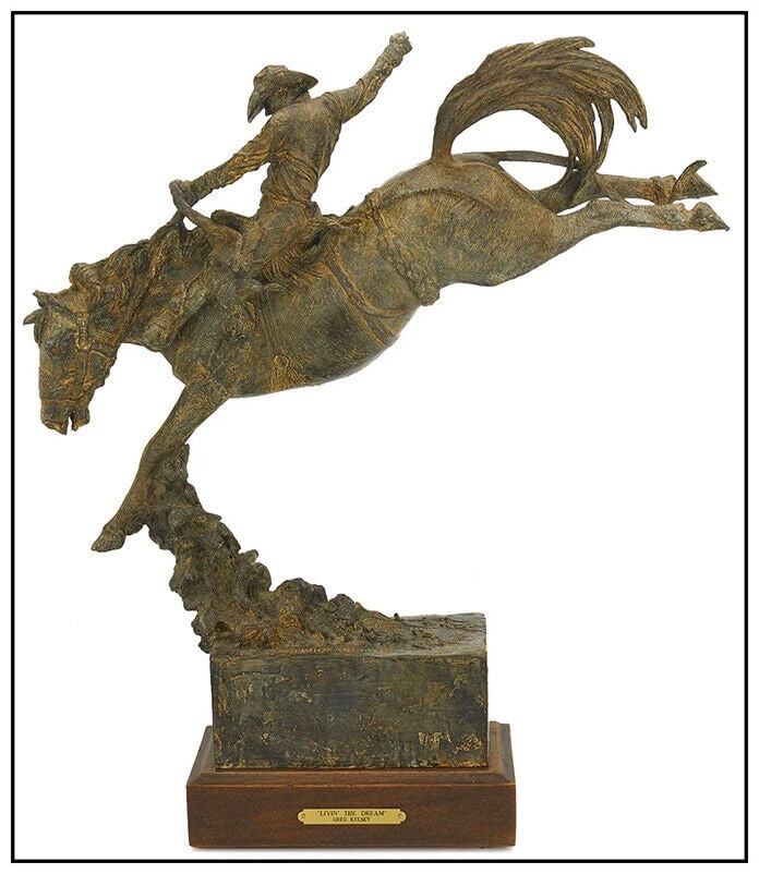 Greg Kelsey Original Bronze Sculpture Livin Dream Western Cowboy Horse Signed (1 of 5)