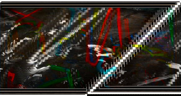 Wendy White Large Original Painting Oil On Canvas Signed Modern Abstract Artwork: This lot includes:Gallery COA & free domestic shipping (*insurance and international shipping for an additional charge)Artist: Wendy WhiteTitle: PitchMedium: Oil On Canvas Size: 36" x 75"Framed: 44" x