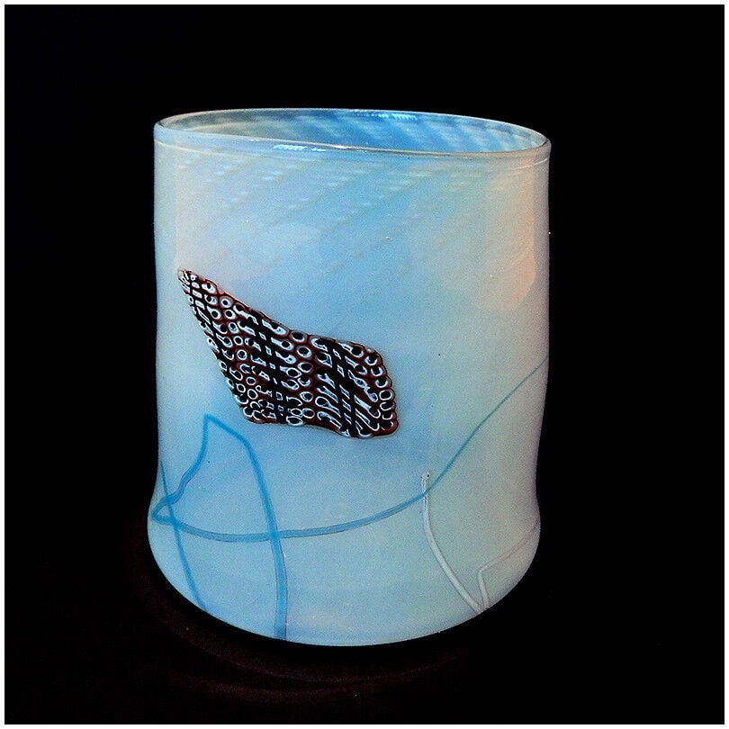 Dale Chihuly Hand Blown Original Glass Soft Cylinder Signed Artwork Blanket Blue (1 of 3)