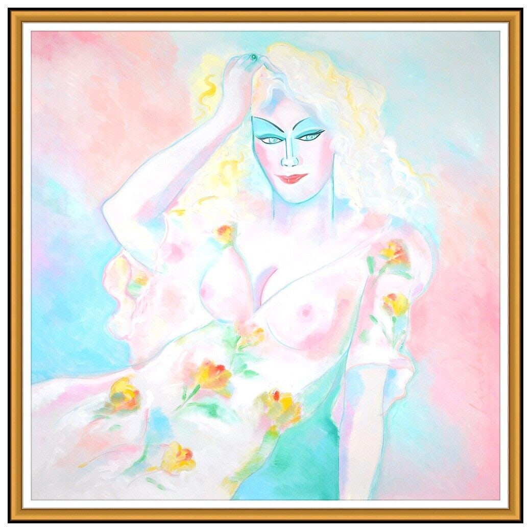 Earl Linderman Large Original Oil Painting Canvas Female Portrait Signed Artwork (1 of 5)