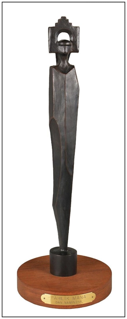 Dan Namingha Pahlik Mana Original Bronze Figurative Sculpture Signed Figure Art (1 of 7)