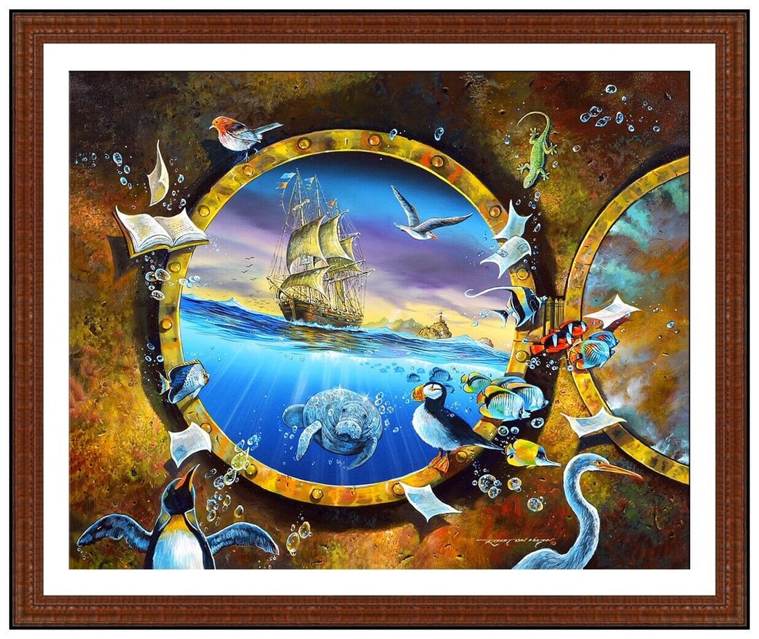 Robert Lyn Nelson Original Signed Marine Painting On Canvas Framed Signed Art (1 of 7)