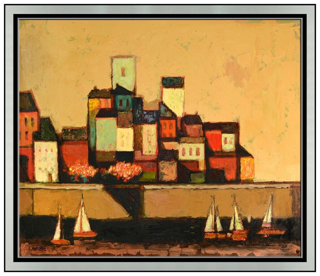 David Adickes Large Original Painting On Board Signed Framed Landscape Artwork: This lot includes:Gallery COA & free domestic shipping (*insurance and international shipping for an additional charge)Artist: David AdickesTitle: Coastal PointMedium: oil painting on board Size: 30&r