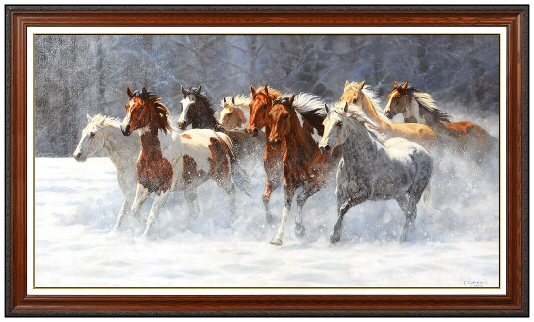 Chris Cummings Large Original Oil Painting On Canvas Signed Horse Landscape Art (1 of 5)