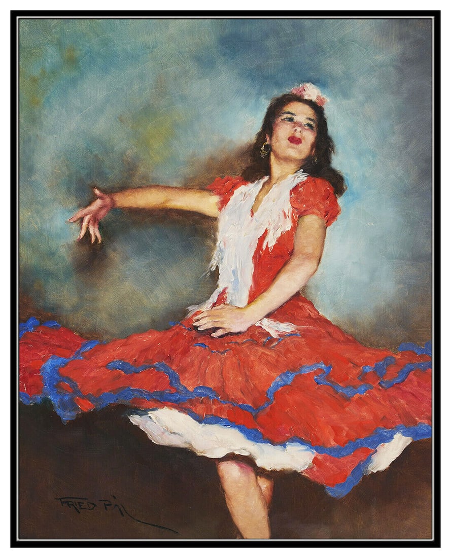 Pal Fried Original Painting Oil On Canvas Signed Ballet Dancer Portrait Large (1 of 3)