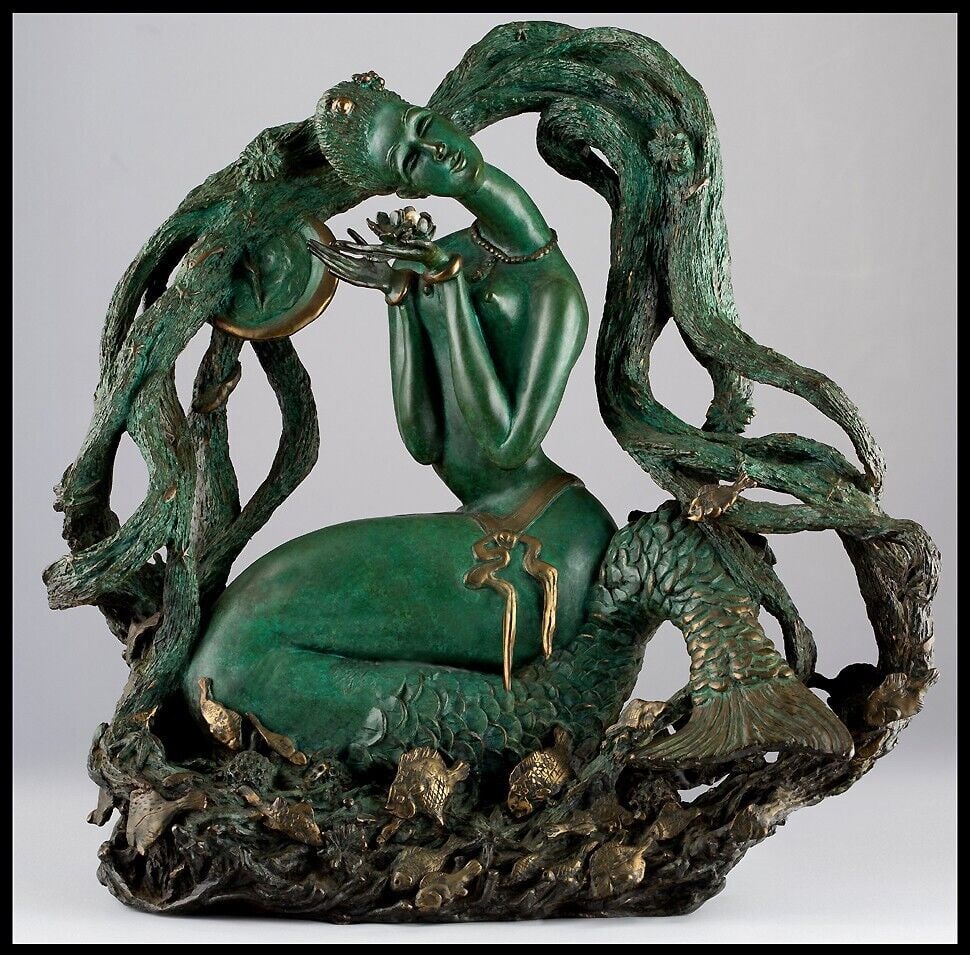 Jiang Tie Feng Original Bronze Sculpture Full Round Signed Art Large Mermaid (1 of 3)