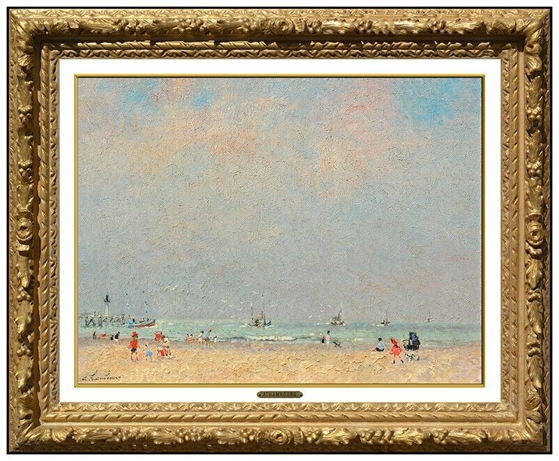 Andre Hambourg Original Oil Painting On Canvas Beach Seascape Signed Framed Art (1 of 6)