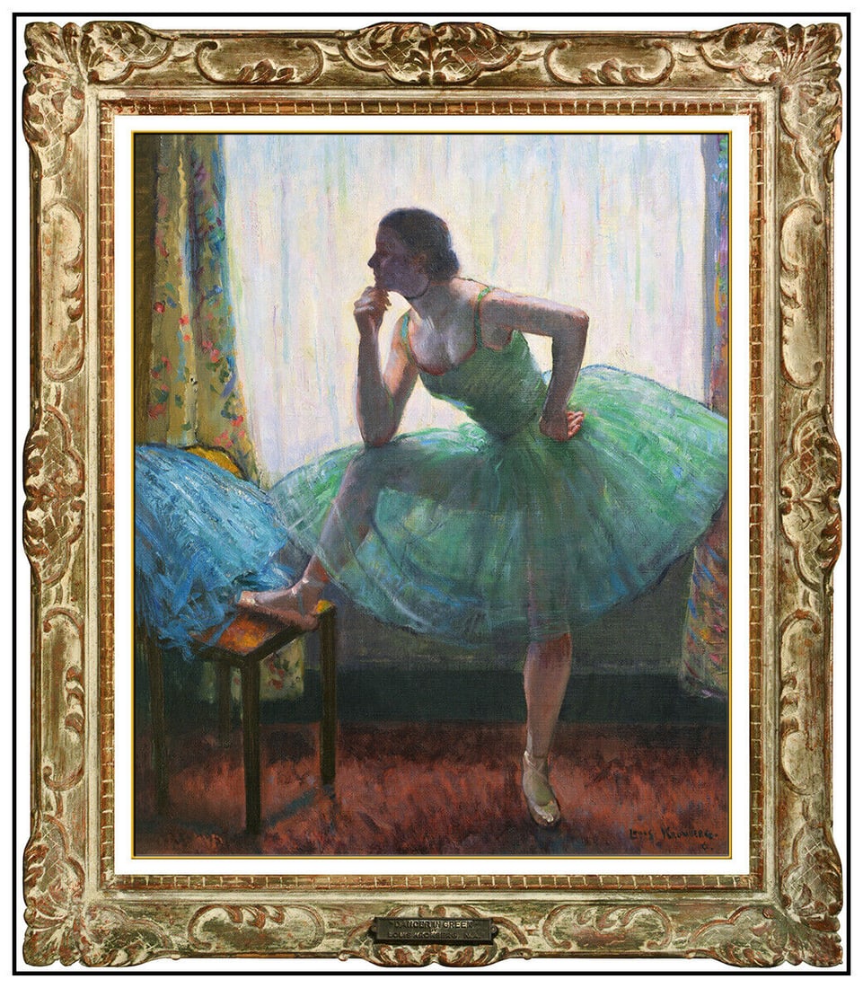 Louis Kronberg Original Oil Painting on Canvas Signed Ballet Dancer Signed Art (1 of 4)