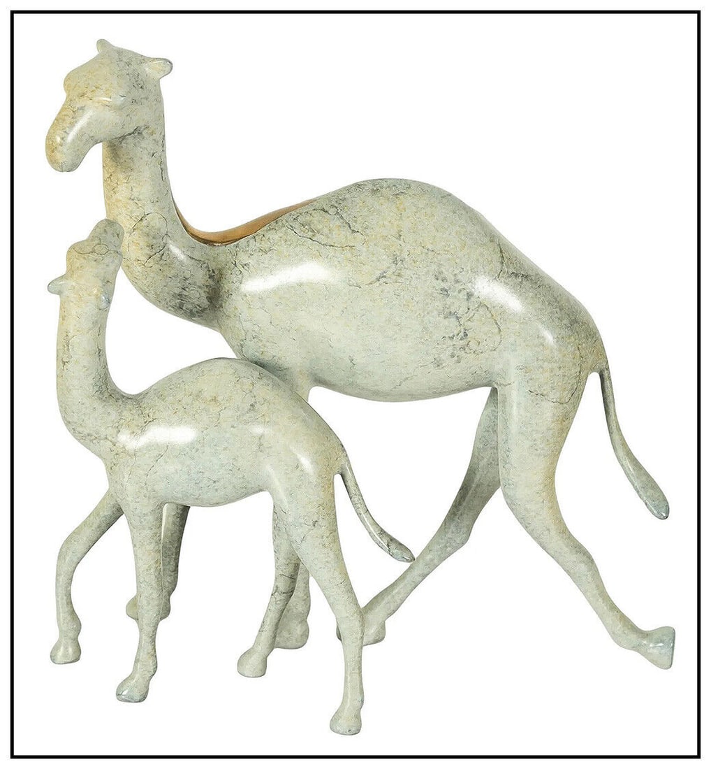 Loet Vanderveen Original Wildlife Bronze Sculpture Camel And Baby Signed Artwork (1 of 5)