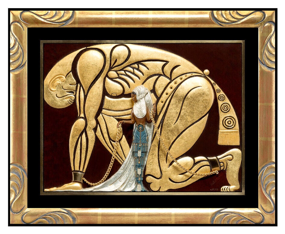 Erte Bronze Sculpture Signed Wall Relief Samson And Delilah Romain Tirtoff Art (1 of 4)