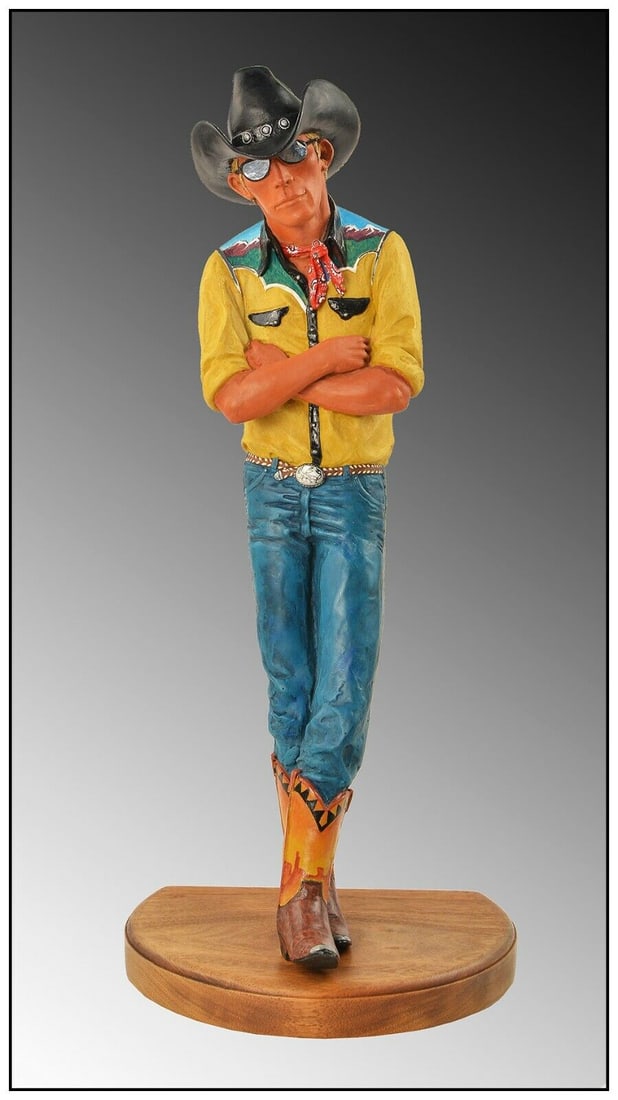 Star Liana York Original Hand Painted Sculpture Western Cowboy Signed Modern Art (1 of 5)