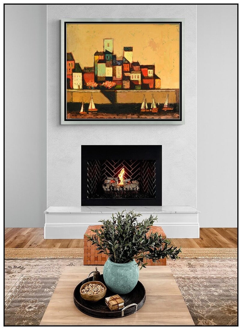 David Adickes Large Original Painting On Board Signed Framed Landscape Artwork (1 of 4)