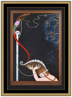 Erte Embossed Enchanted Melody Color Serigraph Large Hand Signed Framed Artwork: This Lot Includes:Gallery Coa & Free Domestic Shipping (*Insurance And International Shipping For An Additional Charge)Artist: ErteTitle: Enchanted MelodyMedium: SerigraphSize: 42 ½” X