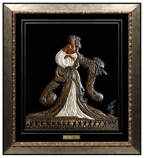 Erte Signed Bronze Wall Relief Sculpture Original Romain De Tirtoff Art Antique: This lot includes:Gallery COA & free domestic shipping (*insurance and international shipping for an additional charge)Artist: ErtéTitle: RigolettoMedium: BronzeSize: 8" x 7"Framed: 16" x 14"Signed: