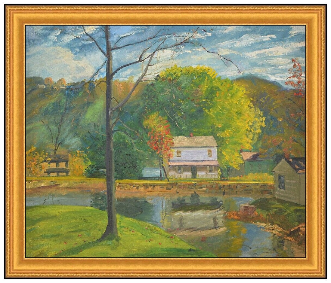 Jules Scalella Original Oil Painting On Canvas Landscape Signed Framed Artwork (1 of 5)