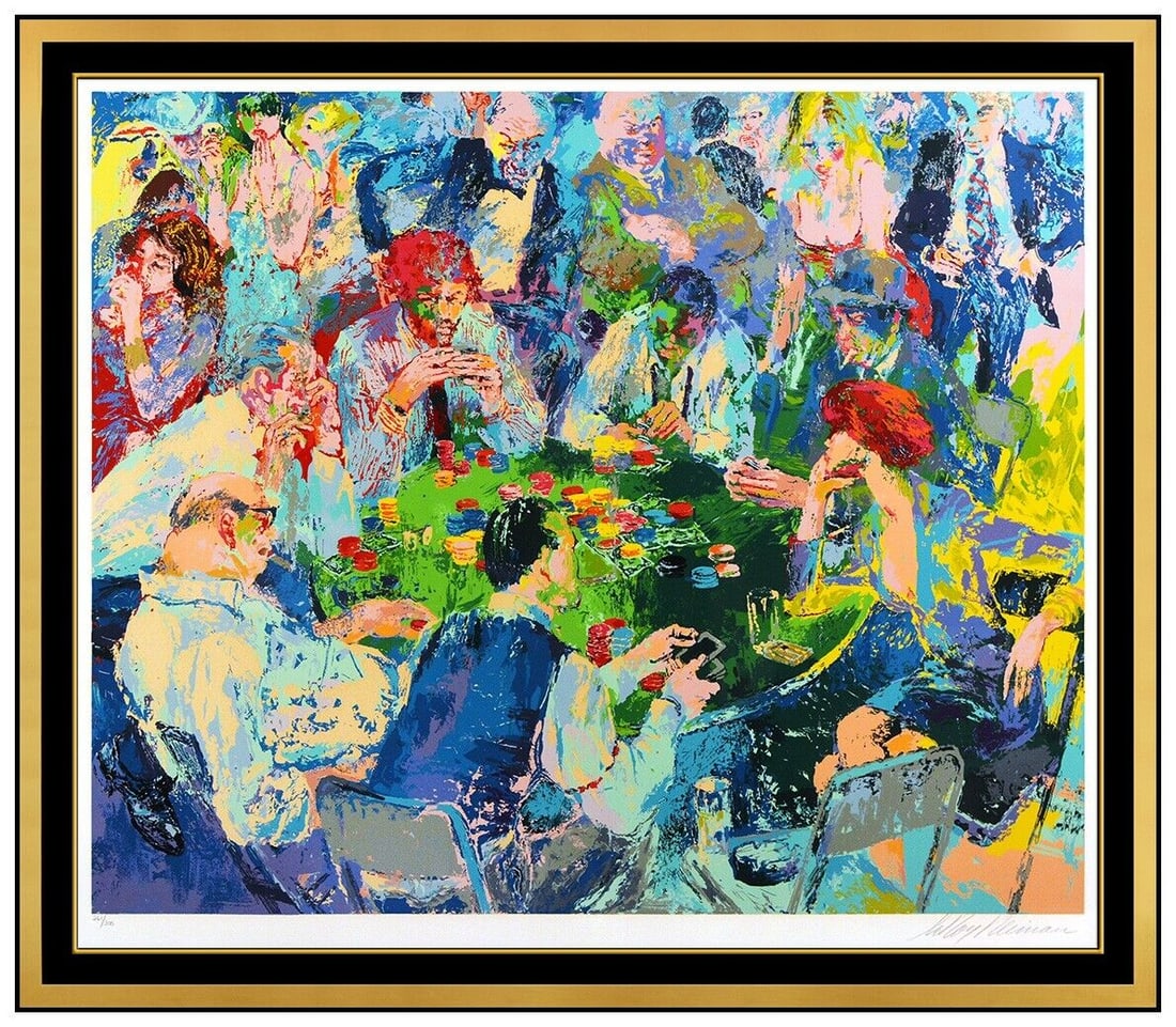 Leroy Neiman Original Color Serigraph Stud Poker Hand Signed Framed Gambling Art (1 of 6)