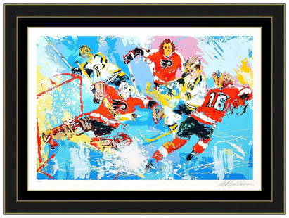 Leroy Neiman Serigraph Philadelphia Flyers Hand Signed Sports Hockey Framed Art: This Lot Includes:Gallery Coa & Free Domestic Shipping (*Insurance And International Shipping For An Additional Charge)Artist: Leroy NeimanTitle: Philadelphia Flyers (Boston Bruins)Medium: SerigraphSi