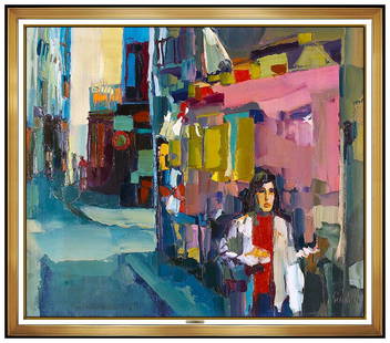 Nicola Simbari Original Oil Painting On Canvas Large Italian Cityscape Signed: This lot includes:Gallery COA & free domestic shipping (*insurance and international shipping for an additional charge)Artist: Nicola SimbariTitle: Afternoon WalkMedium: Oil Painting on CanvasSize: 34