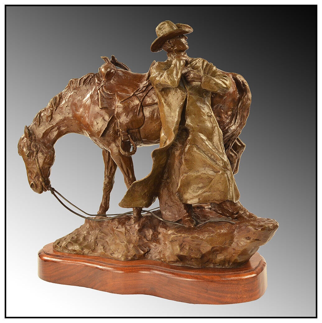 William Moyers Wind And Rain Bronze Sculpture Western Art Signed Cowboy Horse (1 of 4)