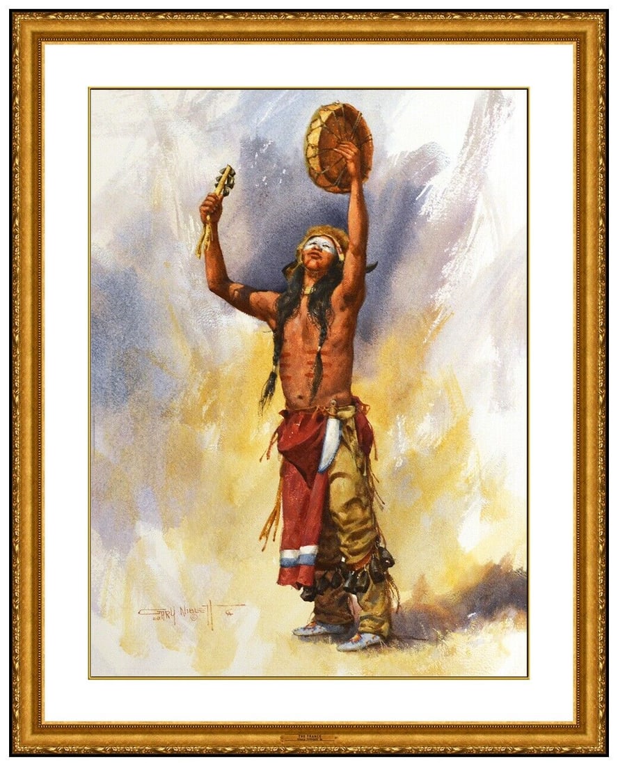 Gary Niblett Original Native American Portrait Watercolor Painting Signed Art (1 of 5)