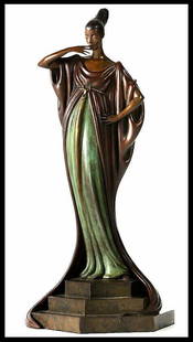 Erte Signed Bronze Sculpture An Evening In 1922 Original Art Antique: This lot includes:Gallery COA & free domestic shipping (*insurance and international shipping for an additional charge)Artist: ErteTitle: AN EVENING IN 1922Medium: BronzeSize: 18"HSigned: In BronzeYea