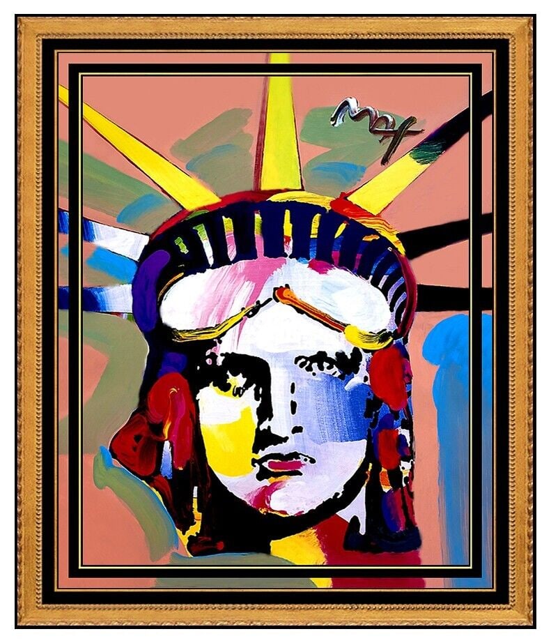 Peter Max Original Painting Statue Of Liberty Head Large Signed Art America Usa (1 of 6)