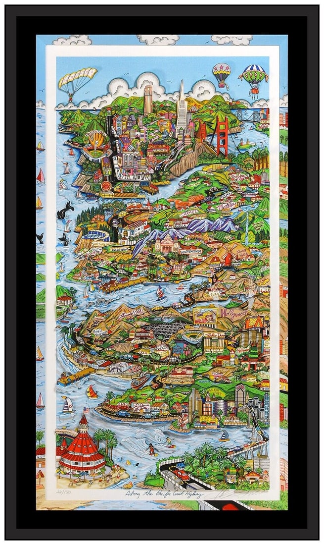 Charles Fazzino Large 3D Silkscreen Along The Pacific Coast Highway Modern Art (1 of 7)