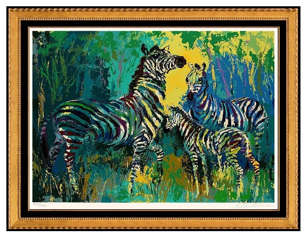 Leroy Neiman Color Serigraph Zebra Family Hand Signed Animal Jungle Art Large (1 of 6)