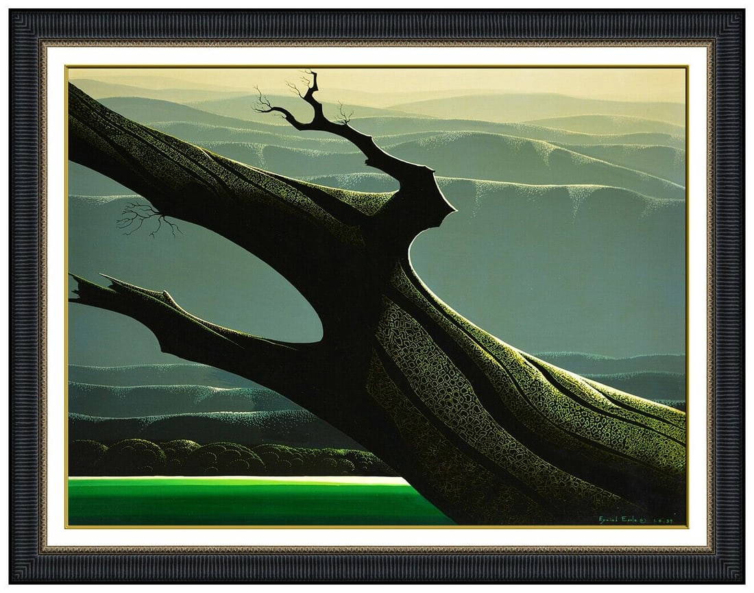 Eyvind Earle Large Original Oil Painting On Board Landscape Signed Framed Art Auction