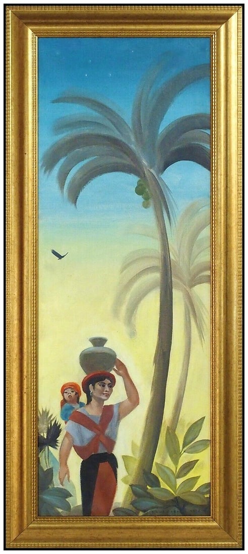 Dale Nichols Original Oil Painting On Canvas Signed Female Portrait Landscape: This Lot Includes: Gallery Coa & Free Domestic Shipping (*Insurance And International Shipping For An Additional Charge)Artist: Dale Nichols Title: Guatemala Medium: Oil Painting On Canvas Size: 30" x