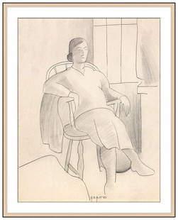 George Copeland Ault Original Pencil Drawing Female Figure Signed Framed Artwork: This Lot Includes:Gallery Coa & Free Domestic Shipping (*Insurance And International Shipping For An Additional Charge)Artist: George Copleland AultTitle: Portrait Of The Artist'S WifeMedium: Original