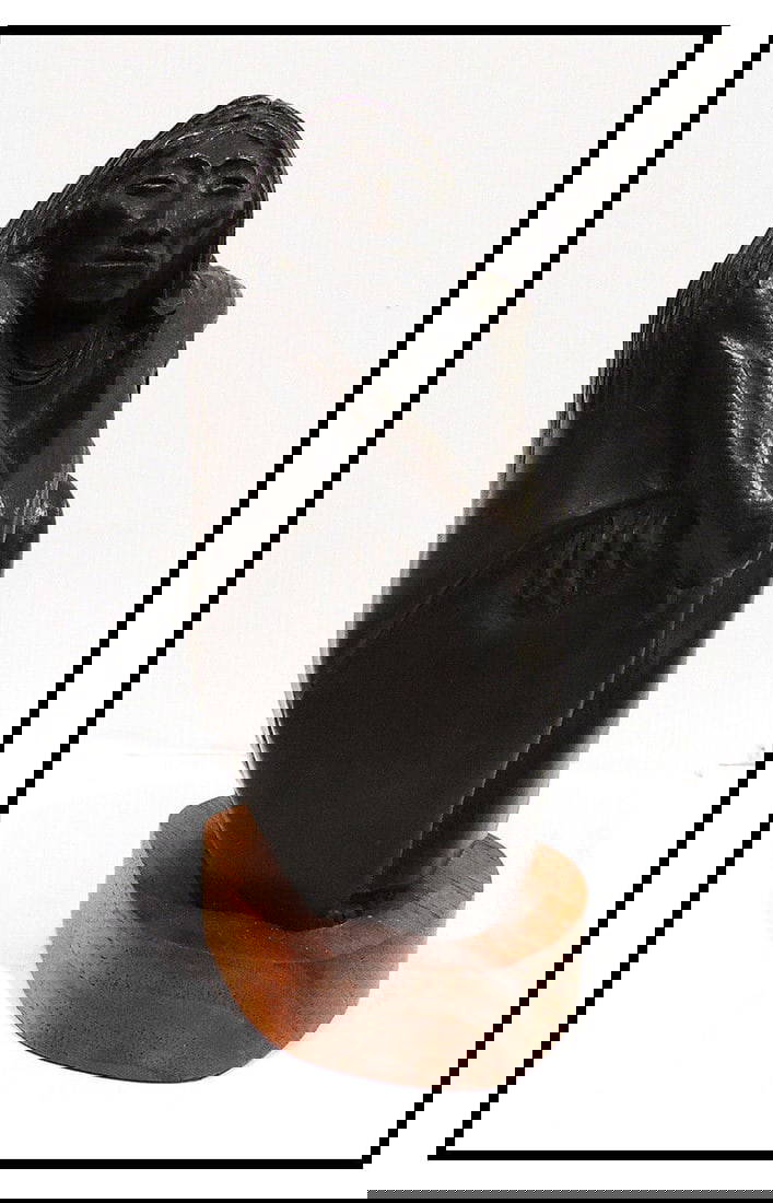 Allan Houser Bronze Full Round Sculpture Signed The Old One Woman