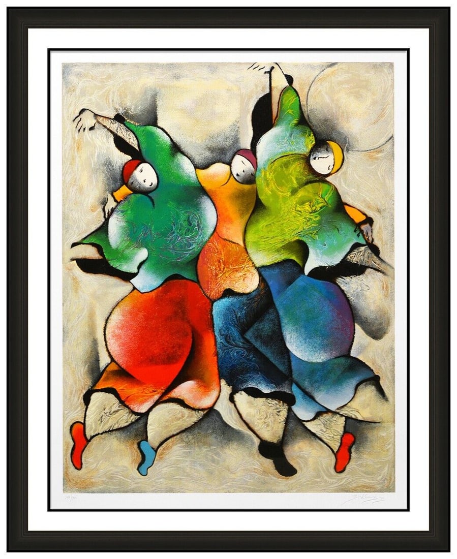 David Schluss Three Graces Color Serigraph Large Hand Signed Portrait Framed Art (1 of 6)