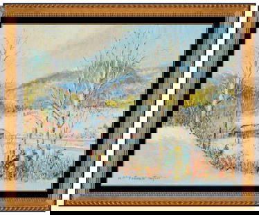 William Francis Taylor Original Painting On Board Winter Landscape Signed Framed: This Lot Includes:Gallery Coa & Free Domestic Shipping (*Insurance And International Shipping For An Additional Charge)Artist: William Francis Taylor Title: Sunny Winter ValleyMedium: Oil painting on