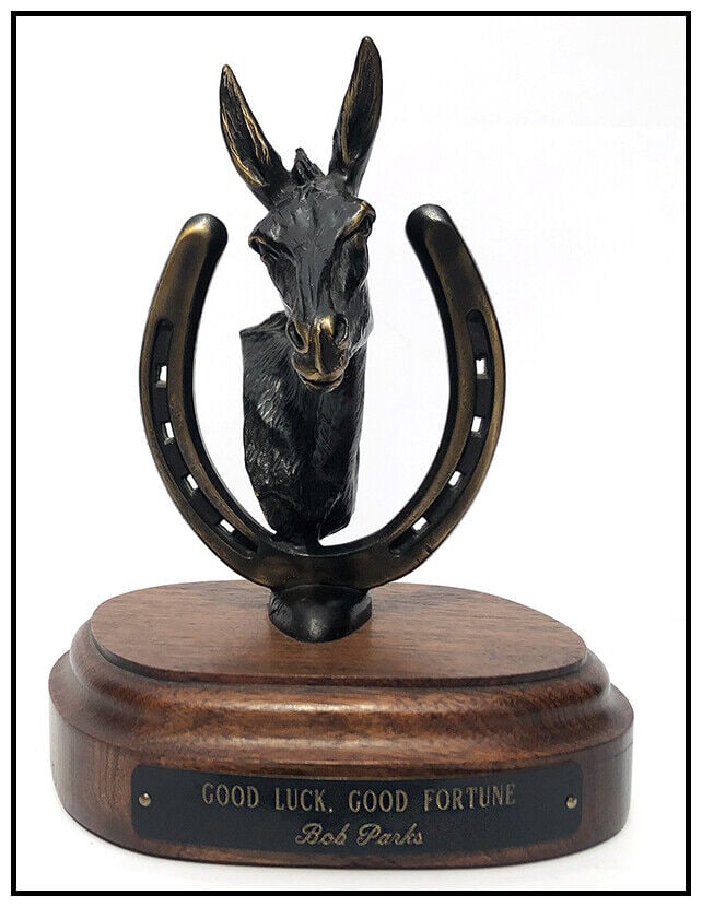 Bob Parks Bronze Sculpture Signed Horse Horseshoe Good Luck Fortune Western Art (1 of 5)