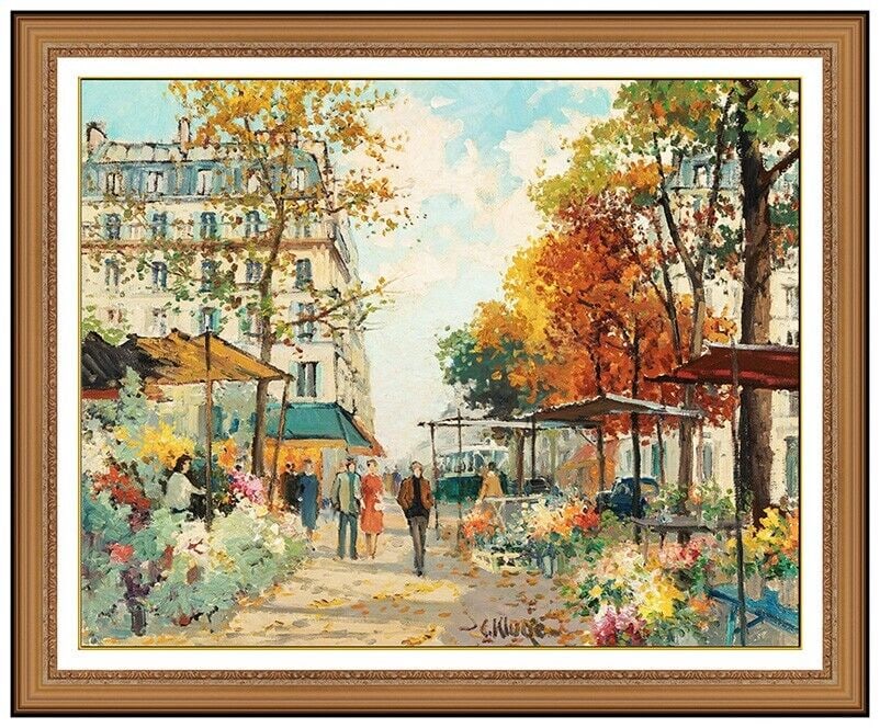 Constantin Kluge Large Original Oil Painting Paris Street Framed Signed Artwork (1 of 6)