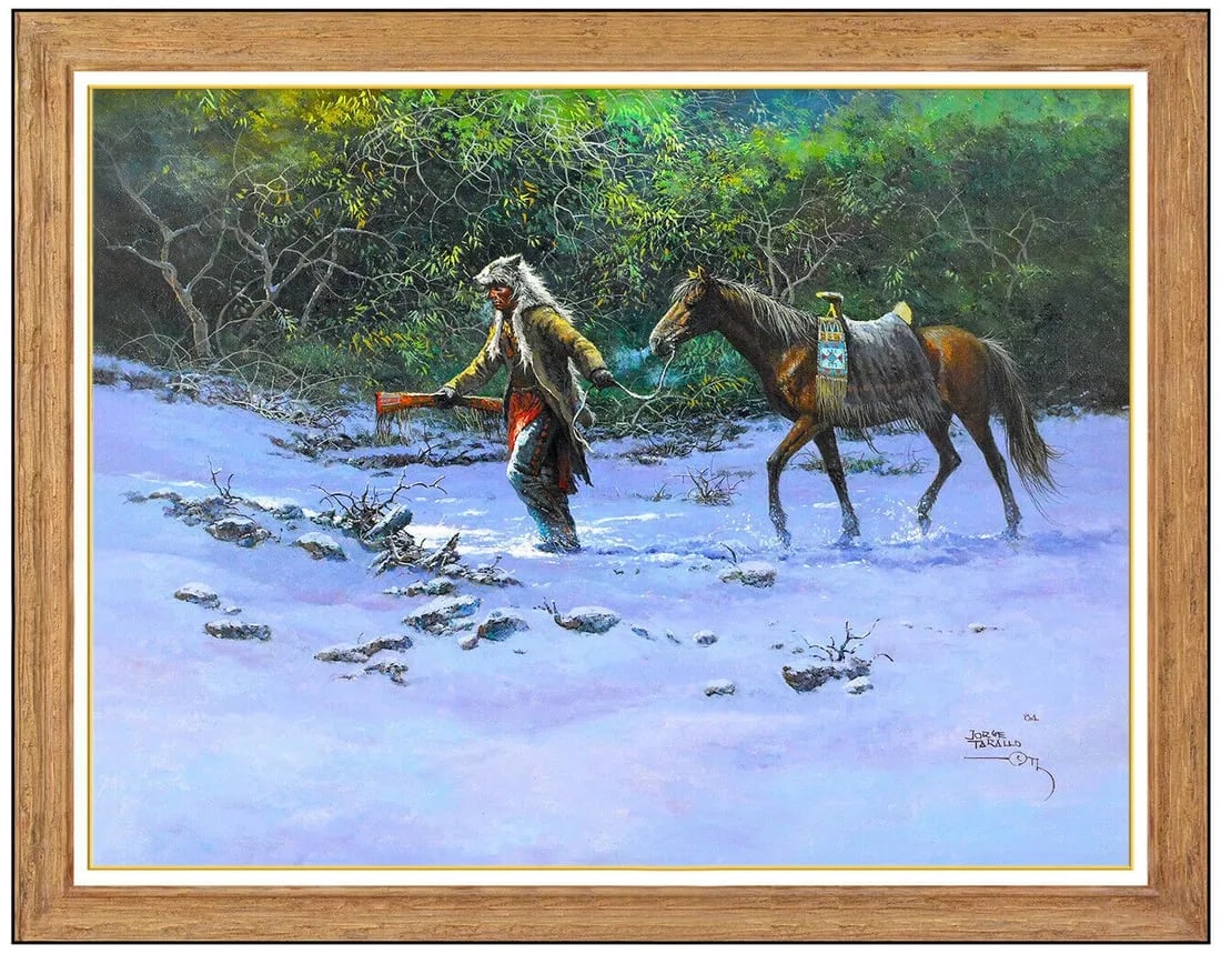 Jorge Tarallo Large Oil Painting On Canvas Signed Western Landscape Native Art (1 of 5)